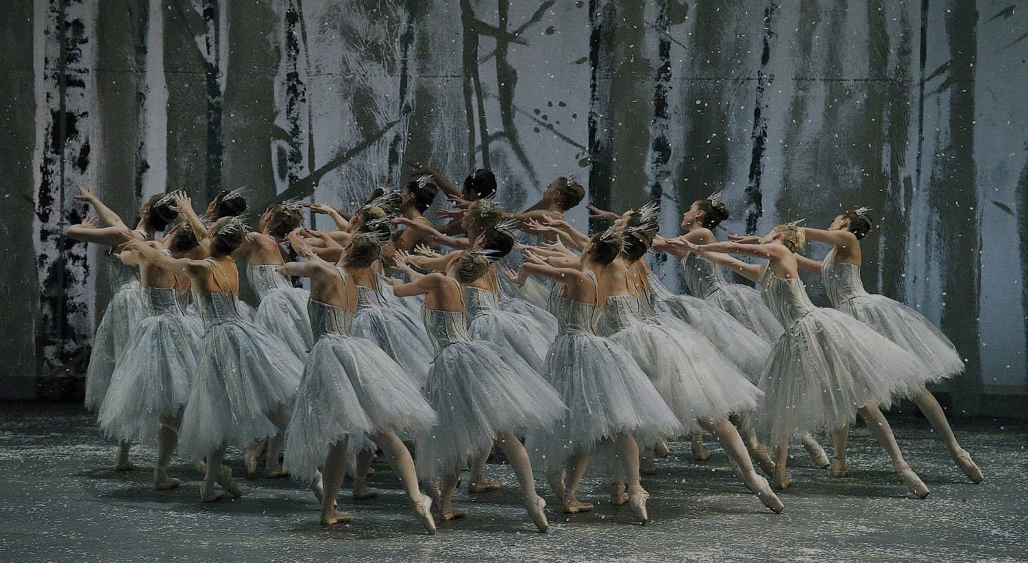 Ballet dancers performing together on stage