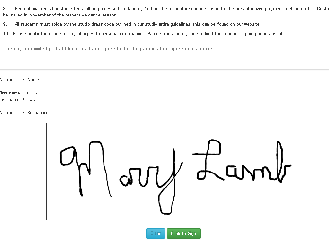 Signed Agreement with E-signature