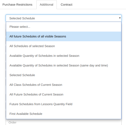 Sales Items - Class Registration
