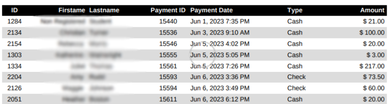 Cash and Check Report Details