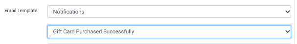 Setting Email Template for the gift card sales item